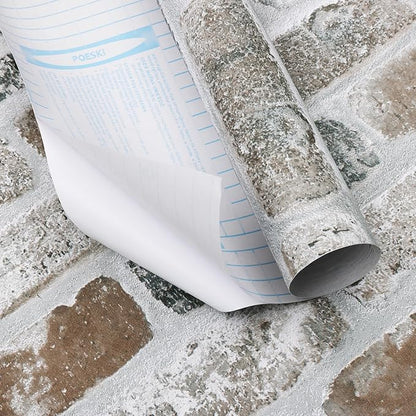 Guvana 17.3"×118" Brick Wallpaper Red/Blue/Grey Brick Peel and Stick Wallpaper 3D Vintage Brick Contact Paper Self Adhesive Removable Contact Paper Faux Brick Texture Wallpaper for Bedroom Decor