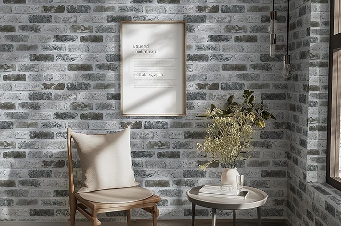 Guvana 17.3"×472.4" Brick Wallpaper Peel and Stick Wallpaper Grey Removable Wall Paper Brick Contact Paper Textured Adhesive DIY Wallpaper Faux Brick Vintage Wallpapers for Kitchen Wall Decor