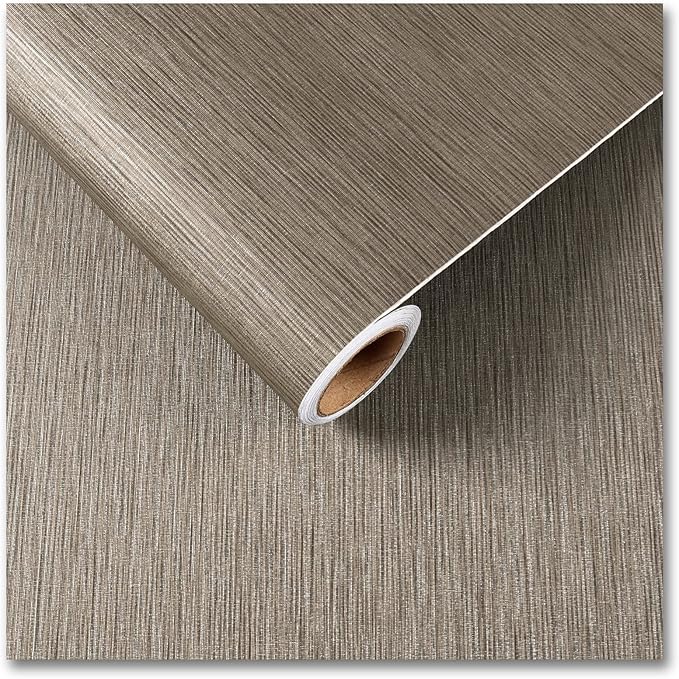 CRE8TIVE Tan Grasscloth Peel and Stick Wallpaper Textured Faux Grass Cloth Contact Paper for Cabinets Self Adhesive Removable Linen Fabric Wallpaper for Living Room Bedroom Table Dresser Decor 12"x80"