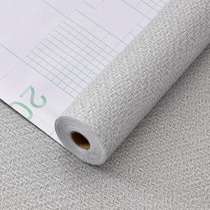 Haimin Fabric Wallpaper Textured Contact Paper (24in X 393in) Gray Grasscloth Wallpaper Peel and Stick Faux Linen Wall Paper Self-Adhesive Vinyl Looks Like Woven Straw