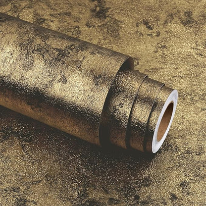 Stickyart Gold Metallic Peel and Stick Wallpaper Removable Thick Waterproof Luxury Textured Gold Contact Paper for Kitchen Countertops Cabinet Backsplash Vintage Gothic Vinyl Roll for Bedroom 12"x160"