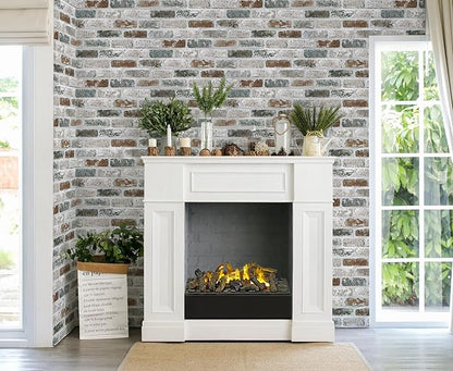 Guvana 17.3"×590" Brick Peel and Stick Wallpaper Red/Blue/Grey Brick Contact Paper Self Adhesive Wallpaper 3D Brick Texture Vintage Removable Wall Paper for Livingroom Decor