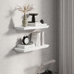 Fun Memories Floating Shelves 24 Inch Long, 9.3 Inch Deep Classic Crown Molding Floating Shelves for Wall, Rustic Wooden Shelves for Wall Decor Bathroom, Kitchen, Office, (White, 2Pack)