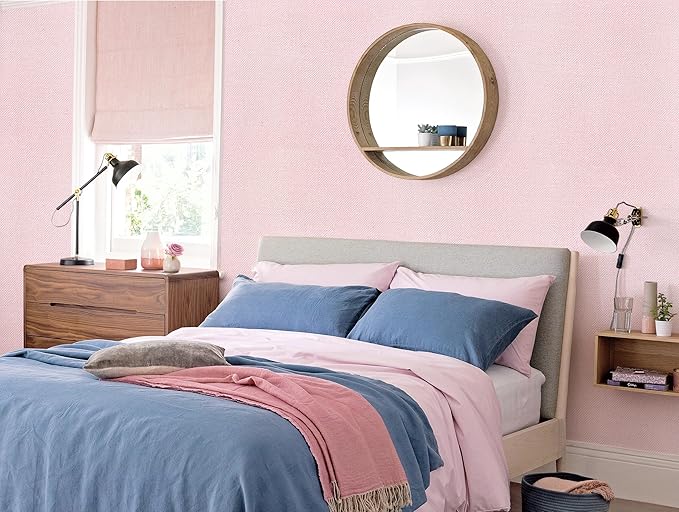 Pink Grasscloth Peel and Stick Wallpaper Textured Contact Paper 15.7inch x 393.7inch Faux Linen Vintage Grasscloth Contact Paper Self Adhesive Removable Wallpaper Vinyl