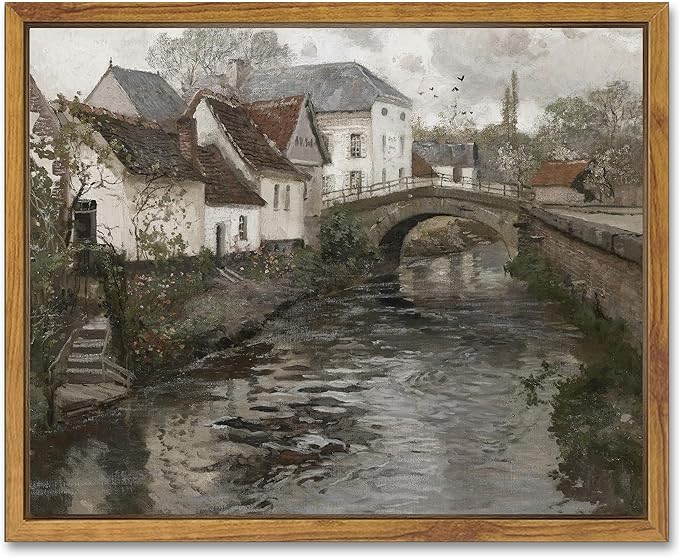 SHENIFY Vintage Town Framed Canvas Wall Art French Classic Wall Prints Modern Farmhouse Bathroom Kitchens Office Decor - 8