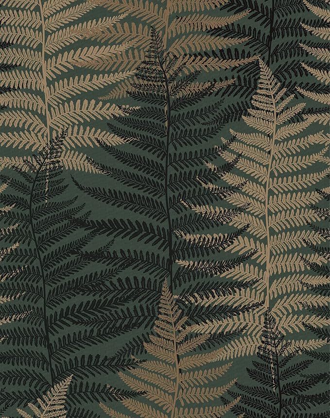 JiffDiff Botanical Fern Peel and Stick Wallpaper Green Grunge Leaf Removable Wallpaper Botanical Greenery Self Adhesive 17.73" x 393.7" Covering 47.36 sq.ft