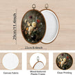 KSDUT Retro Flower Wall Art Decor - Botanical Neutral Mid Century Modern Wall Art Canvas Frame Hanging Prints, Vintage Dark Academia Oval Artwork Decor for Home Gallery Decorations 8.6
