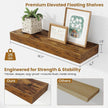 Fun Memories Floating Shelves Bathroom for Wall Mounted Shelves, 20 Inch Wood Shelf Set of 2, Home Storage & Display Decor, Rustic Brown