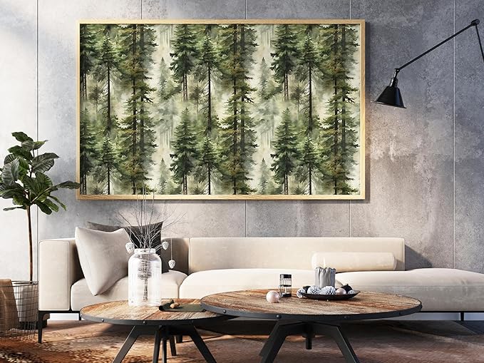 HAOKHOME Forest Peel and Stick Wallpaper Tree Wall Paper Wood Removable for Bedroom Green Contact Paper 17.3in x 6.6ft