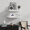 Fun Memories Floating Shelves 24 Inch Long, 9.3 Inch Deep Classic Crown Molding Floating Shelves for Wall, Rustic Wooden Shelves for Wall Decor Bathroom, Kitchen, Office, (White, 2Pack)