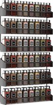 AULEDIO 2 Pack Spice Rack Organizer, 3 Tier Counter-top Stand or Wall Mounted Storage Rack Hanging Shelf for Kitchen Cabinet, Cupboard, Pantry Door Bathroom Shower Cosmetic (Black)