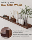 Axeman Oak Picture Ledge Shelf, 48 Inch Floating Shelves Set of 2, Solid Oak Wood Wall Shelves with Lip, Wall Decor Storage for Bedroom Living Room Bathroom Kitchen Nursery Photo Picture, Walnut