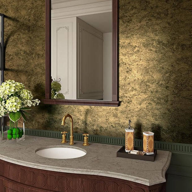 Livelynine 15.8x394 Gold Peel and Stick Wallpaper for Kitchen Removable Textured Gold Metallic Embossed Self Adhesive Contact Paper Roll Antique Vintage Bathroom Wallpaper Waterproof Desk Vinyl Wrap