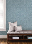 NuWallpaper NU2918 Navy Poplin Texture Peel & Stick Wallpaper, Blue