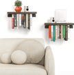 2 Set of Floating Bookshelf with Super Load-Bear Shelf Brackets, Paulownia Wood Invisible Bookshelf, Hanging Bookshelves for Wall, Unique Space Saving Wall Bookcase
