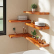 Teak Floating Shelves Set of 2-24 Inch Natural Waterproof Wood Wall Shelves with Invisible Brackets for Bathroom, Kitchen, Balcony - Solid Teak Wood Shelving, Water-Resistant Wall Decor