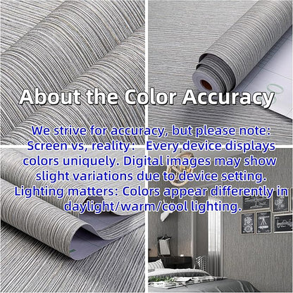Haimin Grasscloth Wallpaper Textured 24in X 393in Fabric Contact Paper Brown Wall Paper Textured Linen Wallpaper Peel and Stick Self-Adhesive Thick Vinyl Embossed Film Wallpaper (Gray Brown)