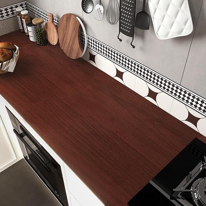 BAYYA Red Cherry Wood Grain Contact Paper for Cabinets and Drawers Mahogany Wallpaper Peel and Stick Countertops 24×354inch Wood Vinyl Wrap Wood Stickers Counter Top Covers