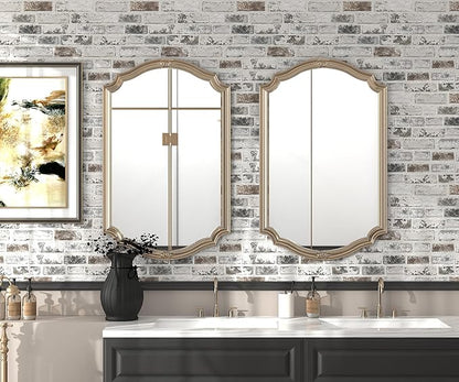 Brick Wallpaper Peel and Stick Wallpaper 17.3"x197" Grey and White 3D Brick Wallpapers Self Adhesive Vintage Wall Paper Removable Textured Contact Paper for Fireplace Kitchen Home Decoration Vinyl