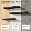 32 Inch Floating Shelves | 6.5 Inch Deep Black Floating Shelves Set of 2 | 32