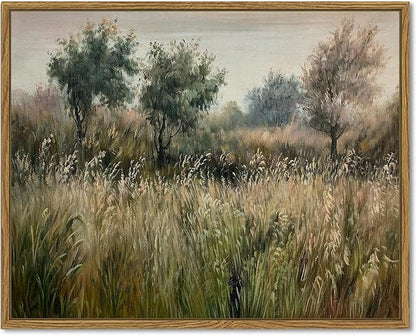 SHENIFY Landscape Framed Canvas Wall Art Vintage Classical Wilderness Prints Modern Kitchen Bathroom Office Decor - 11x14in Natural Framed