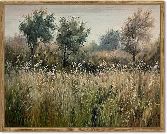 SHENIFY Landscape Framed Canvas Wall Art Vintage Classical Wilderness Prints Modern Kitchen Bathroom Office Decor - 11x14in Natural Framed