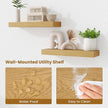 Fun Memories Floating Shelves Bathroom for Wall Mounted Shelves, 20 Inch Wood Shelf Set of 2, Home Storage & Display Decor, Oak