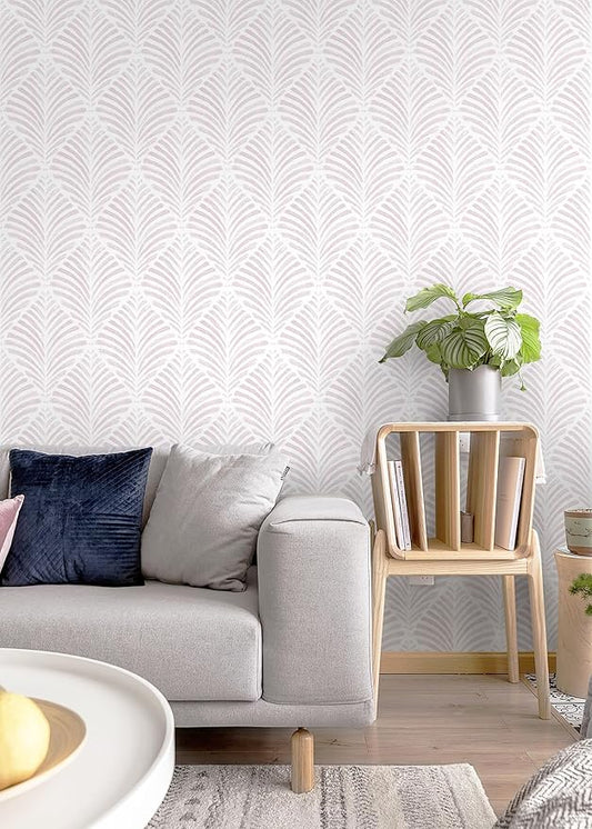 Safiyya Peel and Stick Wallpaper Boho Contact Paper 17.3"x393" Pink Geometric Modern Wall Paper Self Adhesive Removable Wallpaper for Bedroom Vinyl Rolls