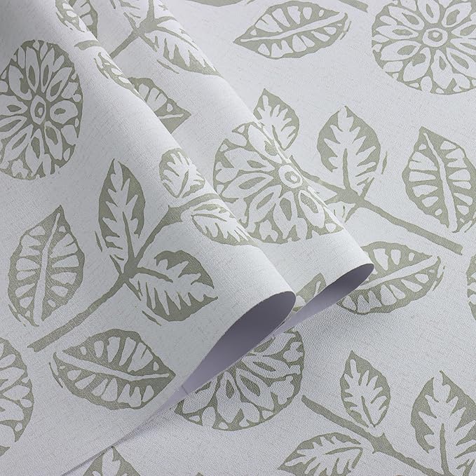 Wudnaye Vintage Floral Peel and Stick Wallpaper Beige Floral Contact Paper 17.7in × 393.7in Tulip Self Adhesive Wallpaper Boho Flowers Removable Waterproof Wall Paper for Bathroom Bedroom Decorative
