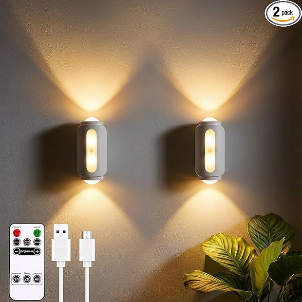 Motion Sensor Wall Light, Rechargeable Wireless Sconce Set of 2, Wireless No Hardwire 3CCT Wall Lamps, Magnetic Battery Operated Indoor Lighting for Hallway, Stairs, Bedroom, Bathroom, Closet Decor