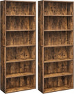 VASAGLE Set of 2 Bookshelves, 23.6 Inches Wide, 6-Tier Open Bookcases with Adjustable Storage Shelves, Floor Standing Units, Rustic Brown ULBC166X01-2