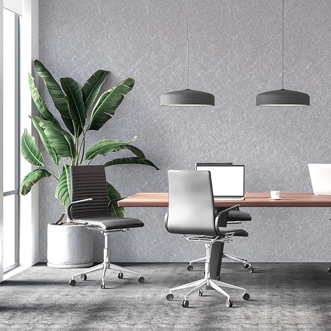 Silver Grey Silk Wallpaper Embossed Peel and Stick Wallpaper A Set of 17.7 inch X 1200 inch Textured Self-Adhesive Removable Contact Paper Waterproof Vinyl Roll for Bedroom Cabinet Furniture