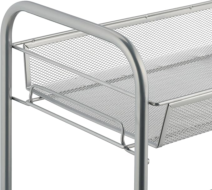 Relaxdays Spice Rack, 2 Levels, Table Kitchen & Bathroom, Make-Up, Perfume, Metal Shelf, 44.5x48x27cm, Silver, Steel, 44.5 x 48 x 27 cm