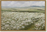 SHENIFY 24x36in Large Vintage Landscape Framed Canvas Wall Art Countryside Flower Field Classic Paintings Farmhouse Bathroom Office Decor - Natural Framed