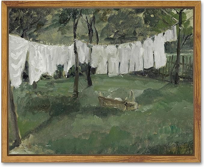 SHENIFY 8x10in Laundry Room Vintage Framed Canvas Wall Art Decor - Natural Framed