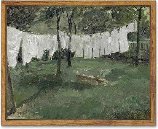 SHENIFY 8x10in Laundry Room Vintage Framed Canvas Wall Art Decor - Natural Framed