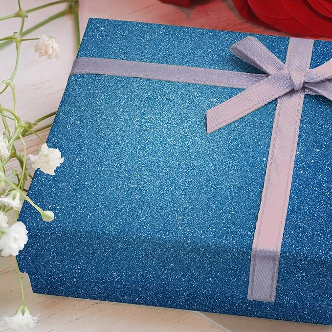 CHIHUT Sparkle Blue Glitter Wallpaper Stick and Peel 15.7''x100'' Self Adhesive Blue Glitter Contact Paper for Walls Removable Fabric Glitter Wallpaper Vinyl Roll for Table Gift Drawers Art Crafts