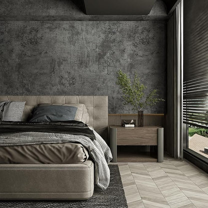 16"×197" Extra Thick Dark Blue Grey Concrete Wallpaper Peel and Stick Waterproof Gray Concrete Contact Paper Vinyl Wrap 3d Faux Adhesive Cement Tile Sticker for Kitchen Island Bedroom Gym Walls