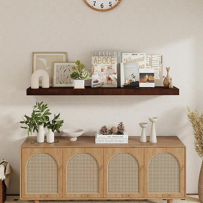 fuqing Floating Shelves for Wall - 48 Inch Mahogany Wall Shelves Set of 1-48 Inch Wide x 9.3 Inch Deep x 1.6 Inch Thick Wooden Shelves for Room Decor & Storage