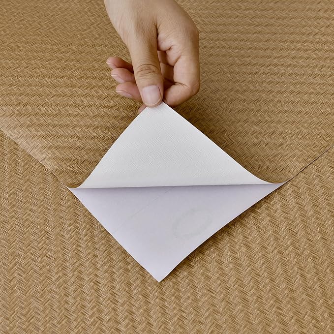 Haimin Fabric Wallpaper Textured Contact Paper (24in X 393in) Grasscloth Peel and Stick Faux Linen Wall Paper Self Adhesive Vinyl Wallpaper (Tan)