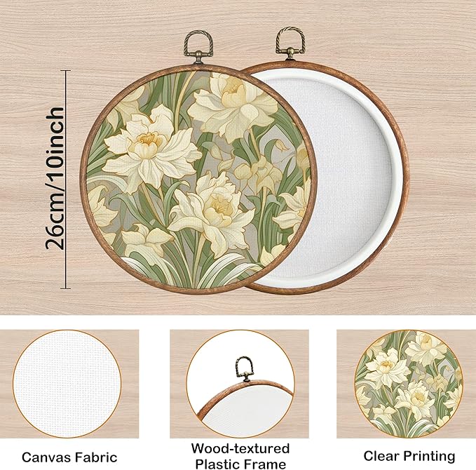 KSDUT Flower Wall Art Decor - Boho Botanical Neutral Modern Wall Art Canvas Frame Hanging Prints, Vintage Landscape Round Wall Art Decor for Home Farmhouse Decorations 10
