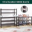 Smiry Bamboo Shoe Rack for Closet, 3 Tier Wooden Stackable Shoe Organizer, Free Standing Shoes Storage Shelf for Entryway, Front Door Entrance, Brown