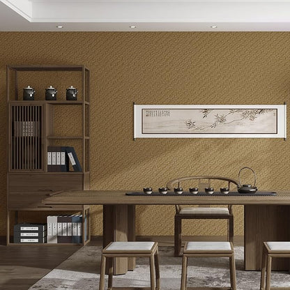 Haimin Fabric Wallpaper Textured Contact Paper (24in X 393in) Grasscloth Peel and Stick Faux Linen Wall Paper Self Adhesive Vinyl Wallpaper (Tan)