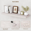 16 Inch Floating Shelves, 3D Textured Wood Grain, 16