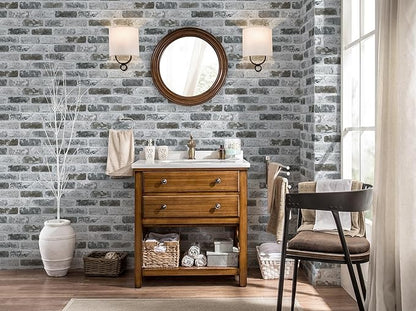 Guvana 17.3"×472.4" Brick Wallpaper Peel and Stick Wallpaper Grey Removable Wall Paper Brick Contact Paper Textured Adhesive DIY Wallpaper Faux Brick Vintage Wallpapers for Kitchen Wall Decor
