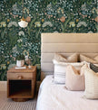 Peel and Stick Wallpaper Vintage Wall Paper Green Floral Contact Paper Removable Wallpaper 17.3