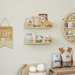 Onlysky Set of 4 Wall-Mounted Kid's Bookshelf - Wood Floating Nursery Book Shelves - Durable Wood Construction - Ideal for Nursery Decor, Kids Room, Toy Storage