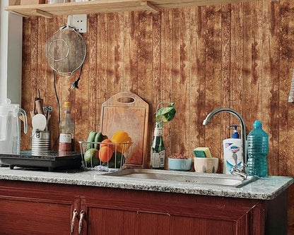 FLFK Vintage Wallpaper Peel and Stick Brown Wood Contact Paper Removable Wallpaper for Bedroom Kitchen Cabinets 16" x 128"