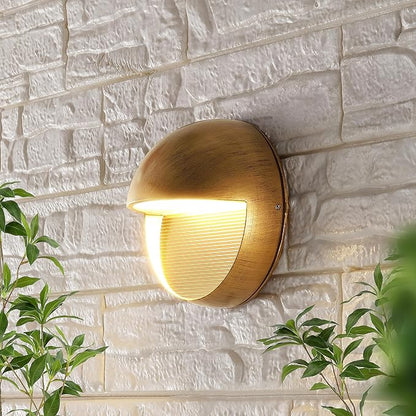JONATHAN Y 6.25" Antique Gold Modern Round Outdoor Integrated LED Wall Sconce Light, Metal/Glass Waterproof Exterior Downlight for Porch, Patio, and Entryway, ETL Listed (JYL7441B)