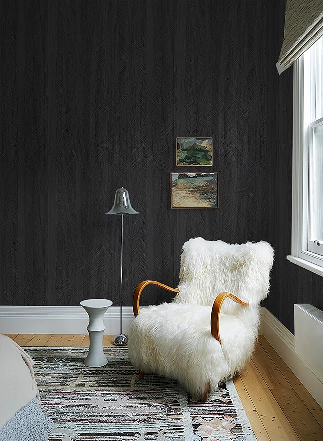 Safiyya 196''×15.7'' Black Peel and Stick Wallpaper Dark Countertop Kitchen Wall Paper Wood Contact Paper for Cabinets Walls Removable Waterproof Wallpaper for Drawer Liner Desk